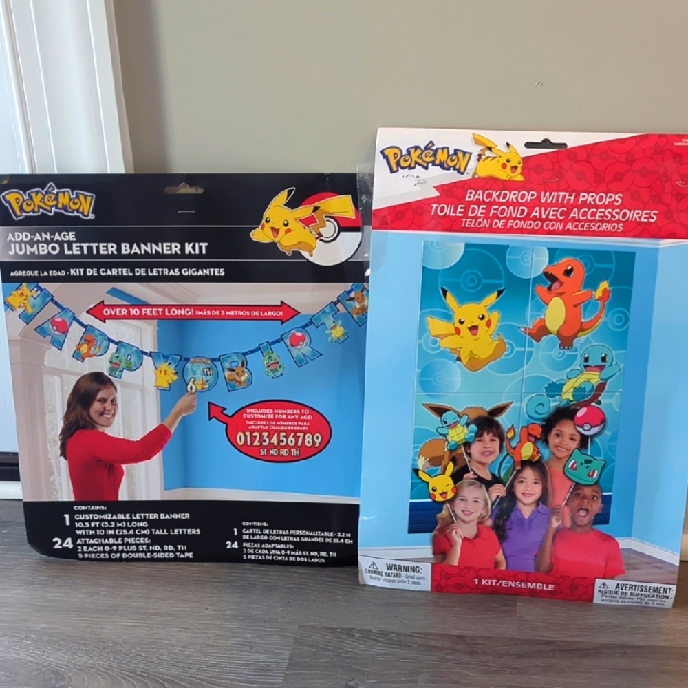 Pokemon Birthday Party Banner and Backdrop Kit